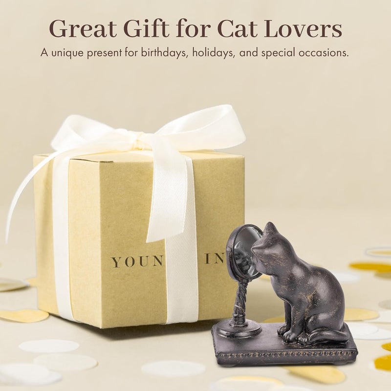Young's Inc . Cat Figurine - Cute Cat Statue - Whimsical Cat Decor for Cat Lovers - Cat Collectibles and Meditation Decor - Cat with Birthday Cake - 4.72" L x 2.56" W x 4.33" H - Image 4